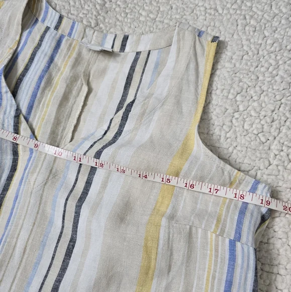 J. Jill V-Neck Linen Striped A-Line Maxi Dress Size S - Picture 10 of 12